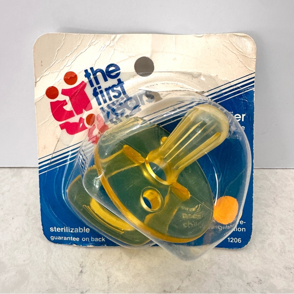 NWT 1983 Vintage The First Years Clear Amber Baby Pacifier One Piece